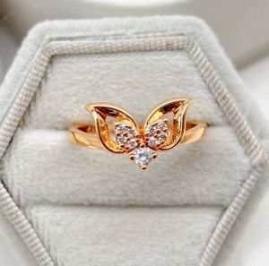 Cincin Wanita Perhiasan Lapis Emas Permata Zircon Antikarat pudar Free BOX Love