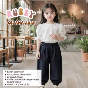 CELANA ANAK PEREMPUAN LINEN RUBBY CELANA KERUT ANAK