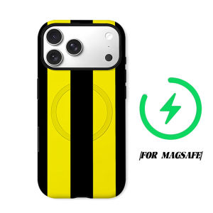 BILIBILI | Black Yellow Stripe Phone Case for iPhone 18 17 16 15 14 13 12 11 Air Pro Max Plus Double-layer Cover