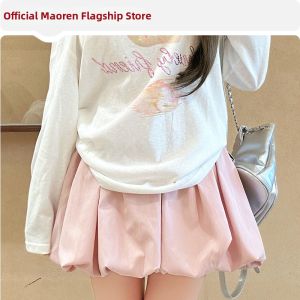 MiiOW | White High-Waist A-Line Anti-Exposure Skater Skirt