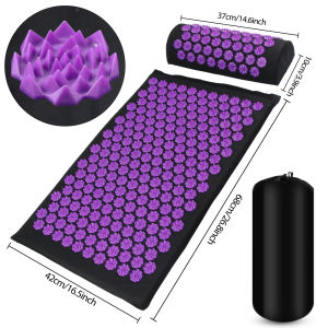 Acupressure Mat Pillow Set Lotus Spike Massage Cushion Kuznetsovs Applicator for Pain Relief Yoga Acupuncture Mat for Back Neck