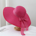Summer Womens Sun Ultra Large Brim Foldable Sunscreen Beach Vacation Hat Casual round Top Youth Suitable Butterfly Knot. 