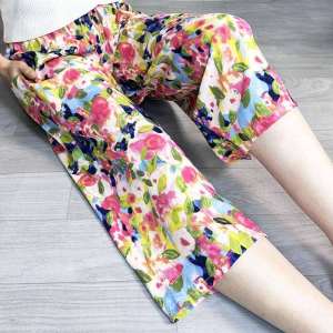 New Womens Sleep Pants Seven-Foot Cotton Silk Ultra-Thin Spring Summer Loose Casual Cartoon Versatile Beach Home Pants