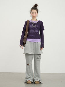 Achihara Long Sleeve Letter Print T-Shirt Womens Spring Summer Autumn Base Layer Top Sun Protection Inner And Outer Wear