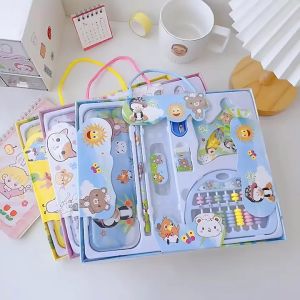 Bộ dụng cụ học tập 8 chi tiết hộp bút bàn tính thước kẻ bút chì tẩy dễ thương cute BT08 Shop Mẹ Sam