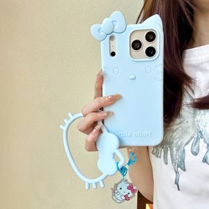 Sanrio | Pink Blue Bow Sanrio Hello Kitty Bracelet Protective Phone Case For iphone 17 16 15 14 13 Pro Max Silicone Shockproof Soft Cover