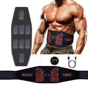EMS Muscle Stimulator Smart Muscle Toner Electric Abdominal Toning Belt Massager Fitness Slimming Belt USB Recharge