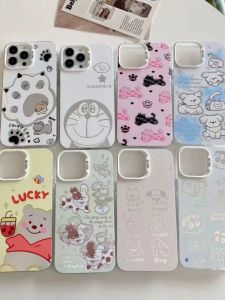  Style Metal Phone Case for  17ProMax 16e Silver Star Series Womens Cartoon 13 12Pro 11 Buttons 15 14 Small XS XR Anti-Fall 8Plus