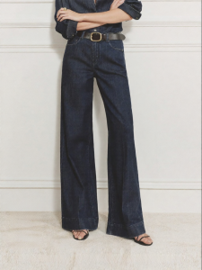 MO&Co. | Black Series Silk Cotton Jeans Low Waist Wide Leg