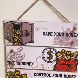 RUNABEE HIASAN DINDING DEKORATIF GANTUNGAN SIGN 30X10CM RENTENG TIGA WALL DEKOR PAJANGAN KAYU