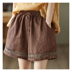 HUAXUNRAN | High Waist Cotton Linen Wide Leg Shorts Summer Thin Lightweight Loose Maxi Slimming Casual Shorts