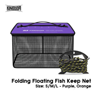 Kingdom Floating Fish Basket For Caught Fish Foldable Fishing Holder Minnow Bucket Portable Collapsible Mesh Fish Keep Net