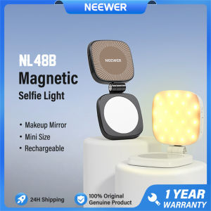 NEEWER Magnetic Phone Selfie Light Folding LED Phone Fill Ring Lighting with Makeup Mirror NL48B
