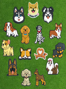 Detachable Dog Animal Shoe Decorative Buckle Hole Hole Shoe Flower DIY Husky Teddy Shiba Inu Puppy Leather Shoe Accessories