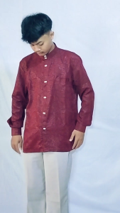 baju koko ammu motif embos mewah lengan panjang terbaru 2024