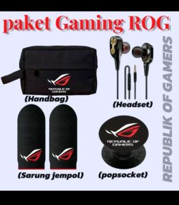 Paket hemat lengkap 4item aksesoris game. Tas handbag - popsocket - headset dan sarung jempol gaming