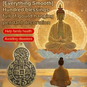[Everything Goes Well] Good Fortune Gourd Pendant Traditional Chinese Natural Feng Shui Gourd Pendant Lucky Charm