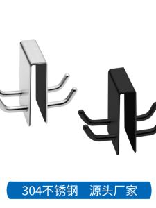Stainless Steel Hook Glass Door Rear Hook Back-Mounted Bathroom Removable Rack Punch-Free Metal Clothes Hook