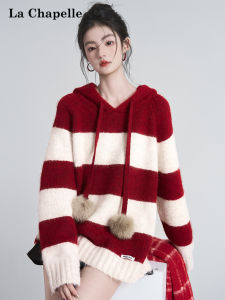 La Chapelle | Colorblock Stripe Soft Hooded Sweater Women