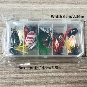 10pcs Feathered Spinner Lure Kit with Box High-Pitched Hook Fishing Baits Lifelike Artificial Lures for Trout Bass