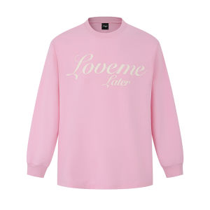 LoveMeLater Cotton Long Sleeve round Neck T-shirt Loose Fit Youth Fashion Brand Logo Print Casual Top for Autumn Wear