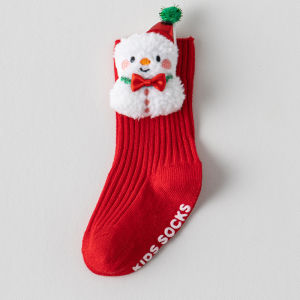 Christmas Baby Socks For Boys Girls Autumn Winter Toddler Anti-slip Floor Socks Red Festive New Year Sock 0-3 Years