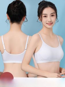 Pure Cotton Development Period Girls Bra Fixed Cup Anti-Slip Sports Style Shoulder Strap U-Neck Home Clothes for Teenage Girls