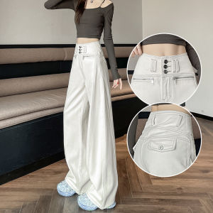 High Waist Wide Leg Denim Jeans Women Summer New Design Sensation Straight Floor-Length Pants Apricot Color Loose Fit Cotton