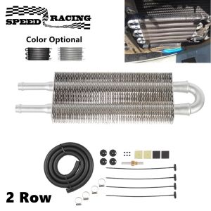 Universal 2 Rows Oil Cooler Kit Aluminum Remote Transmission Engine Cooler Auto-Manual Radiator Converter Kit