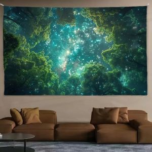 VIKAMA Elegant Christmas Tree Wall Tapestry Living Room Bedroom Office Winter Wonderland Festival Wall Decoration Tapestry