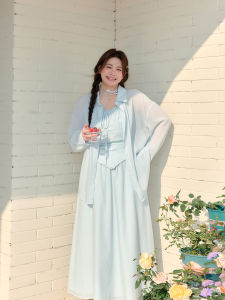 Slimming Effect A-Line Skirt And Shirt Set for plus Size Women Gentle Style Commute Korean Version High Waist Long Sleeve