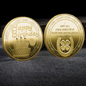 Happy Birthday Lucky Coin Souvenir Coin Creative Gift Gold Plated Happy Birthday Commemorative Coin Gift
