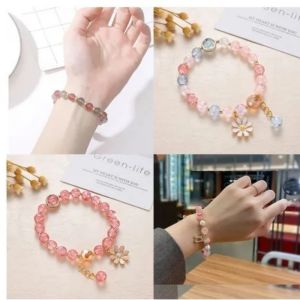 Korean Crystal Daisy Charm Fortune Bracelet for Women Girls Wrist Chain Bangle Jewelry