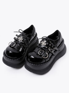 Punk Style Thick Bottom Platform Loafers Womens Fashion Heightening Clogs Deep Mouth Single Shoes round Toe Rubber Sole