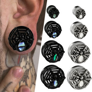 1PC Punk Shell Spider Hanger Web Ear Plug Ear Gauge Saddle Double Flared Expander Earrings Ear Stretchers Tunnels