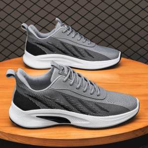 Mens Spring 2024 Breathable Casual Running Shoes Heightening Fly Knit Mesh Top Trendy Sports Shoes Comfortable Outdoor Sneakers