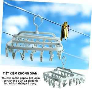 Giá Phơi Nhỏ Giọt Có Thể Gập Lại Với 32 Kẹp Giá Phơi Quần Áo Bằng Nhựa Cho Tất Đựng Đồ Lót - Treo Dây Phơi Quần