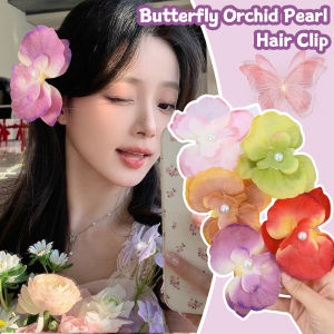 กิ๊บติดผมดอกฟาแลนนอปซิสสไตล์เกาหลีสำหรับผู้หญิงปิ่นปักผมดอกกล้วยไม้ไข่มุกประดับศีรษะลายโบฮีเมียนชายหาดวันหยุดชายทะเลเครื่องประดับผม