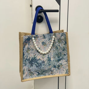 Large Capacity Canvas Tote Bag Womens Handbag Commuter Tot Bag Autumn New Style Korean Fashion Printed Polyester Lining