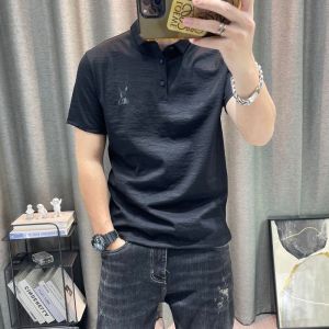 Short Sleeve Polo Shirt Mens New Summer 2025 High End Hemp Cotton Half Sleeve Turn Collar Body T-Shirt Top Mens Fashion