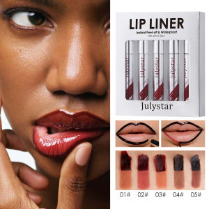 5pcs Peel Off Lip Liner Pen Set Long-lasting Waterproof & Smudge-proof Peel Off Lip Liner StainPeel Off Lipstick Natural Lip