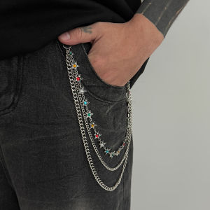 Ingemark | Ingemark Hip-Hop Inlay Acrylic Rhinestone Keychains Wallet Belt Chain Men Hipster Trousers Pant Jeans Metal Chain Street Jewelry