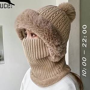 Knitted Ear Protection Fleece Neck Warmer Mask Hat Integrated Cycling Skiing Outdoor Sports Warm Winter Gear Popular Accessories