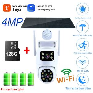 Camera Năng Lượng Mặt Trời Tuya WiFi Ngoài Trời HD 4MP Camera Kép Chống Nước Pin 10000mAh Ứng Dụng Smart Life Không Dây PTZ PIR CCTV Với Tính Năng Tự Động Theo Dõi
