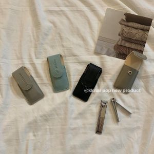 High-End ~ Portable Nail Clippers 2-Piece Set Simple Home Stainless Steel Sharp Small Size Nail Clippers Flat Mouth Fingernail Maintenance Kit