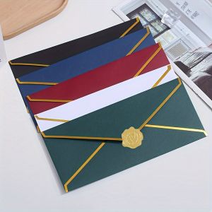 10/1 Pcs Luxury Envelope Kit (5 Colors) with Gold Foil Stickers - Elegant Design Birthday Corporate Events Durable Invitation
