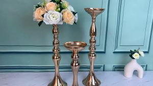 High-Quality Wedding Props: Mermaid Candlestick & Gold Vase