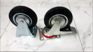 Roda troli Karet 4" inch troly kastor 1 Set 4pcs (2 HR + 2 M )