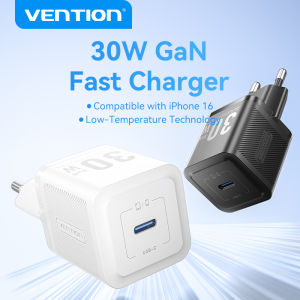 Vention Sạc GaN 30W Siêu Tốc PD3.0 PPS - Cổng USB-C Duy Nhất - Thiết Kế Nhỏ Gọn Sạc Nhanh Cho iPhone 14/15/16 Samsung - Hàng Chính Hãng (Đen Chân EU)