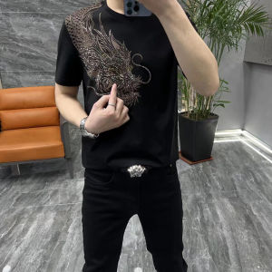 Áo Thun Nam Tay Ngắn in Họa Tiết Rồng Thời Trang Mùa Hè Áo Thun Nam Dáng Ôm in Họa Tiết Rồng Áo Thun Nam Thường Ngày